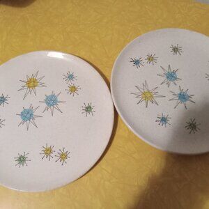 Set of 2 vintage plates Les Etoiles atomic mcm starbust
